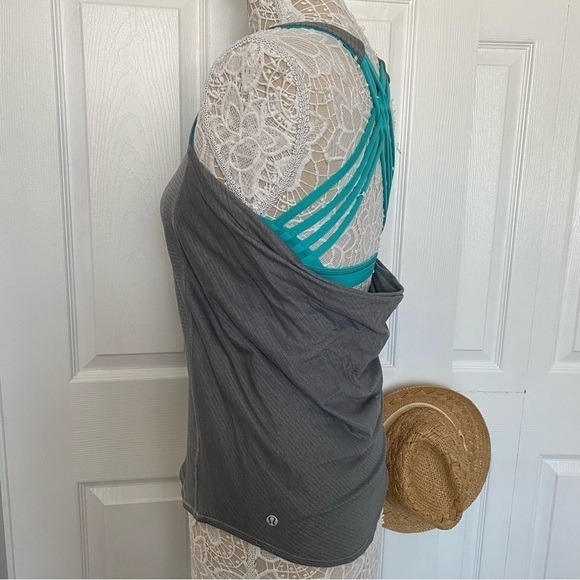 Lululemon Wild Tank Heathered Slate Blue Tropics fabric sweat-wicking size:6 - Picture 10 of 16